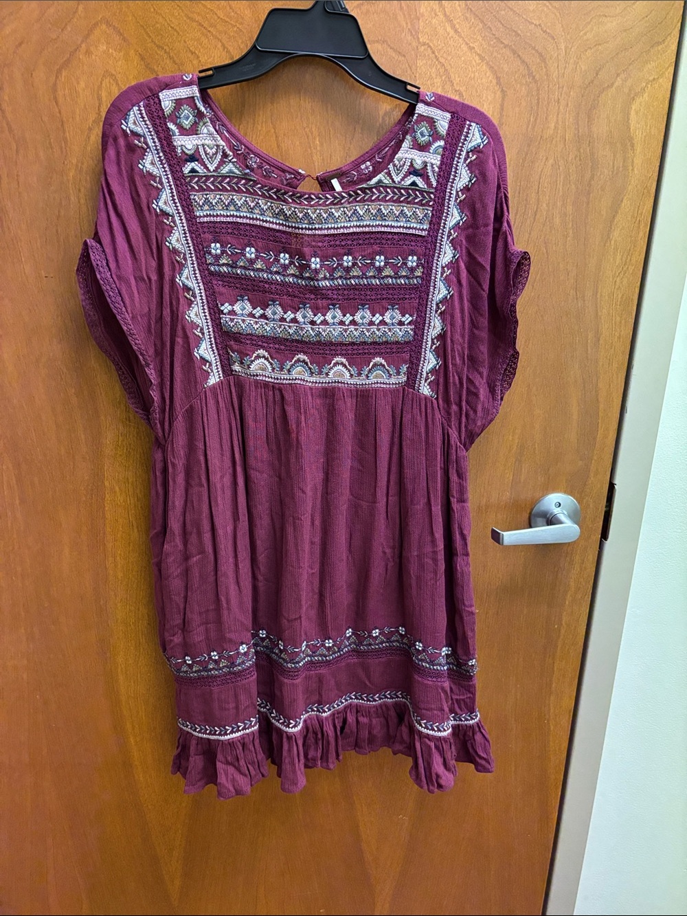 Free People Embroidered Boho Tunic - Wine